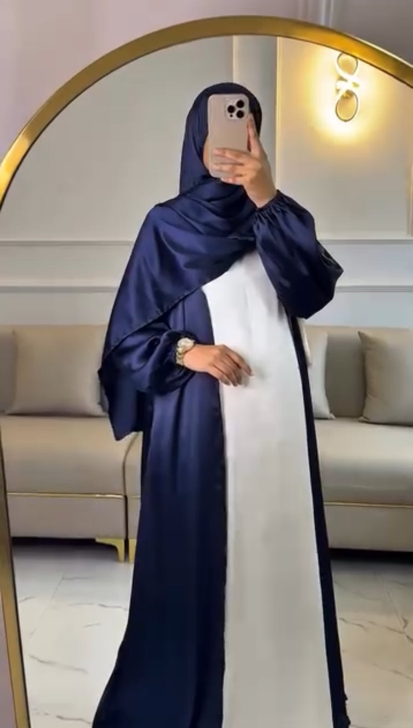 NAVY ELEGANCE CONTRAST ABAYA