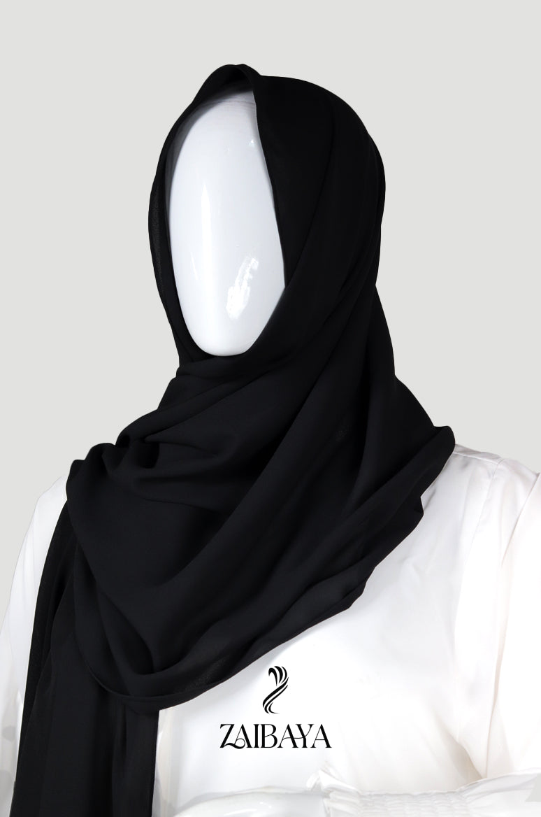 Wrinkle Satin Hijabs Black