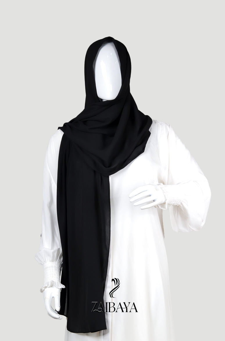 Wrinkle Satin Hijabs Black