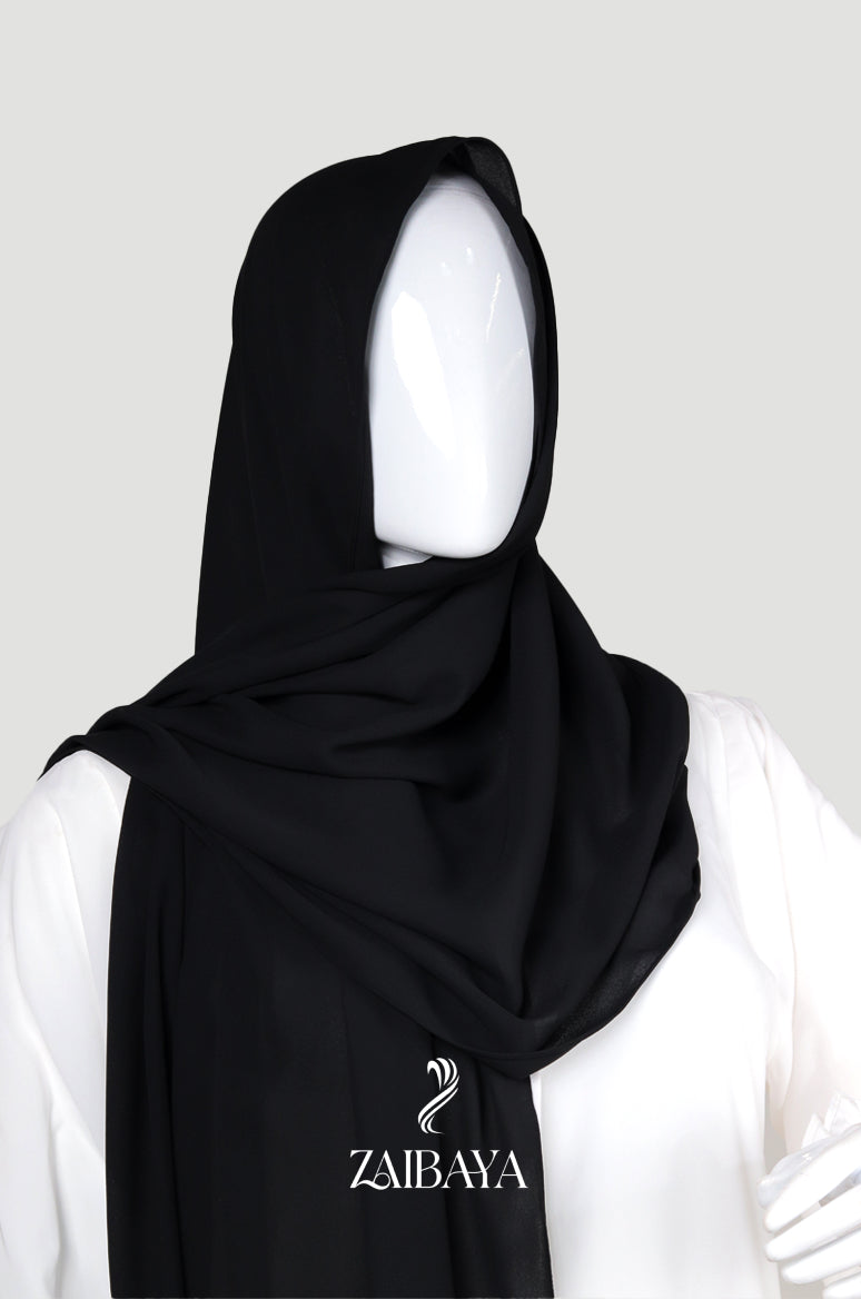 Wrinkle Satin Hijabs Black