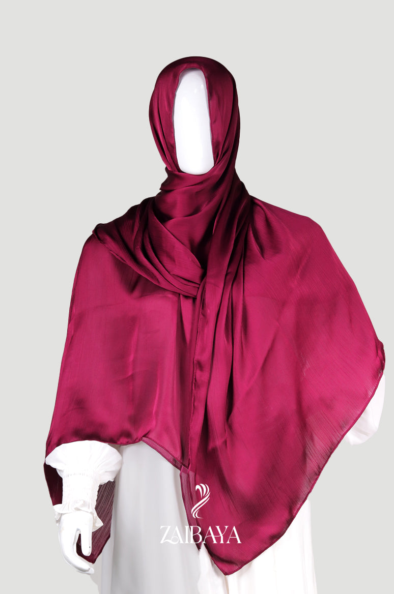 Wrinkle Satin Hijabs Maroon