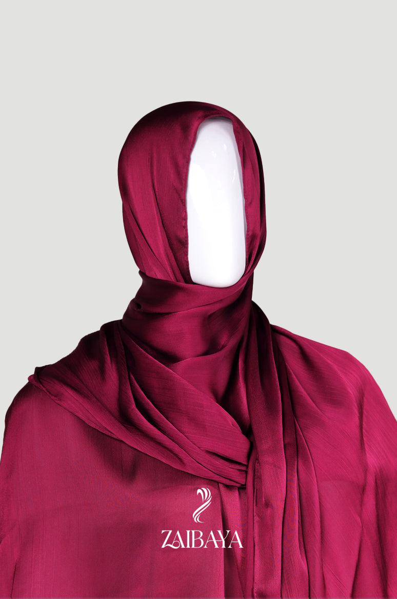 Wrinkle Satin Hijabs Maroon
