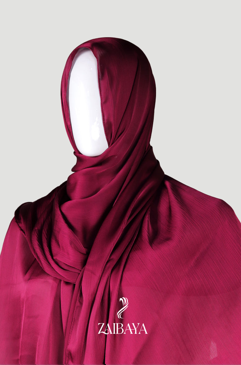 Wrinkle Satin Hijabs Maroon