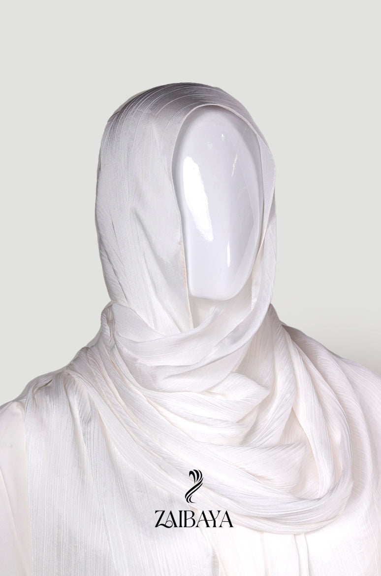 Wrinkle Satin Hijabs Off-White
