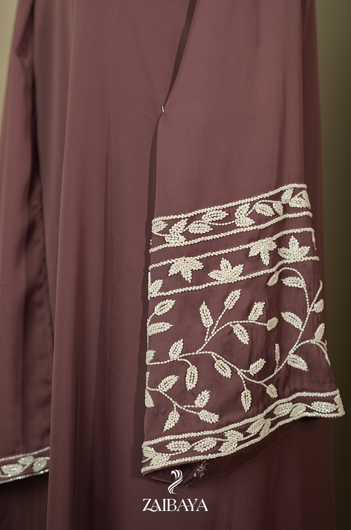 White Leaf Elegance Abaya
