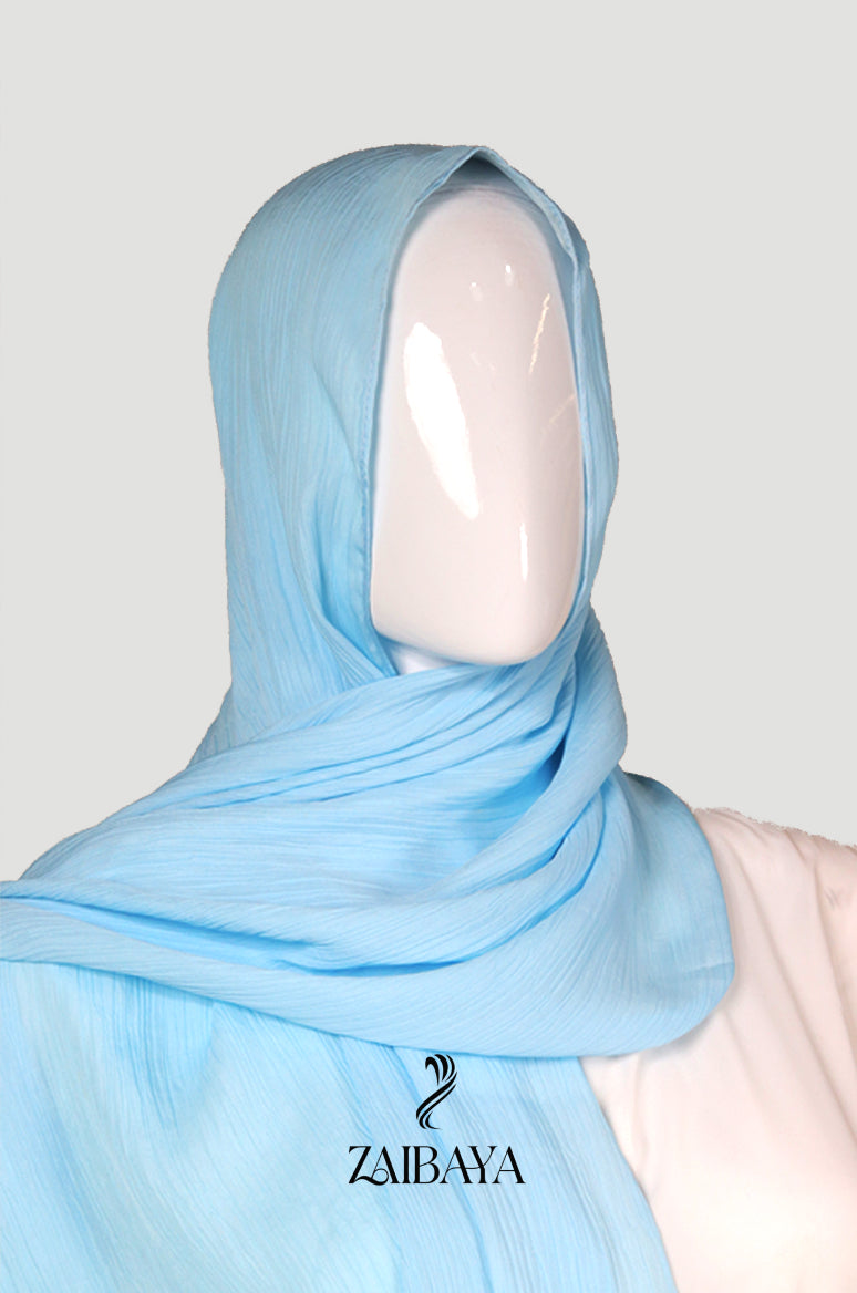Wrinkle Satin Hijabs Sky Blue