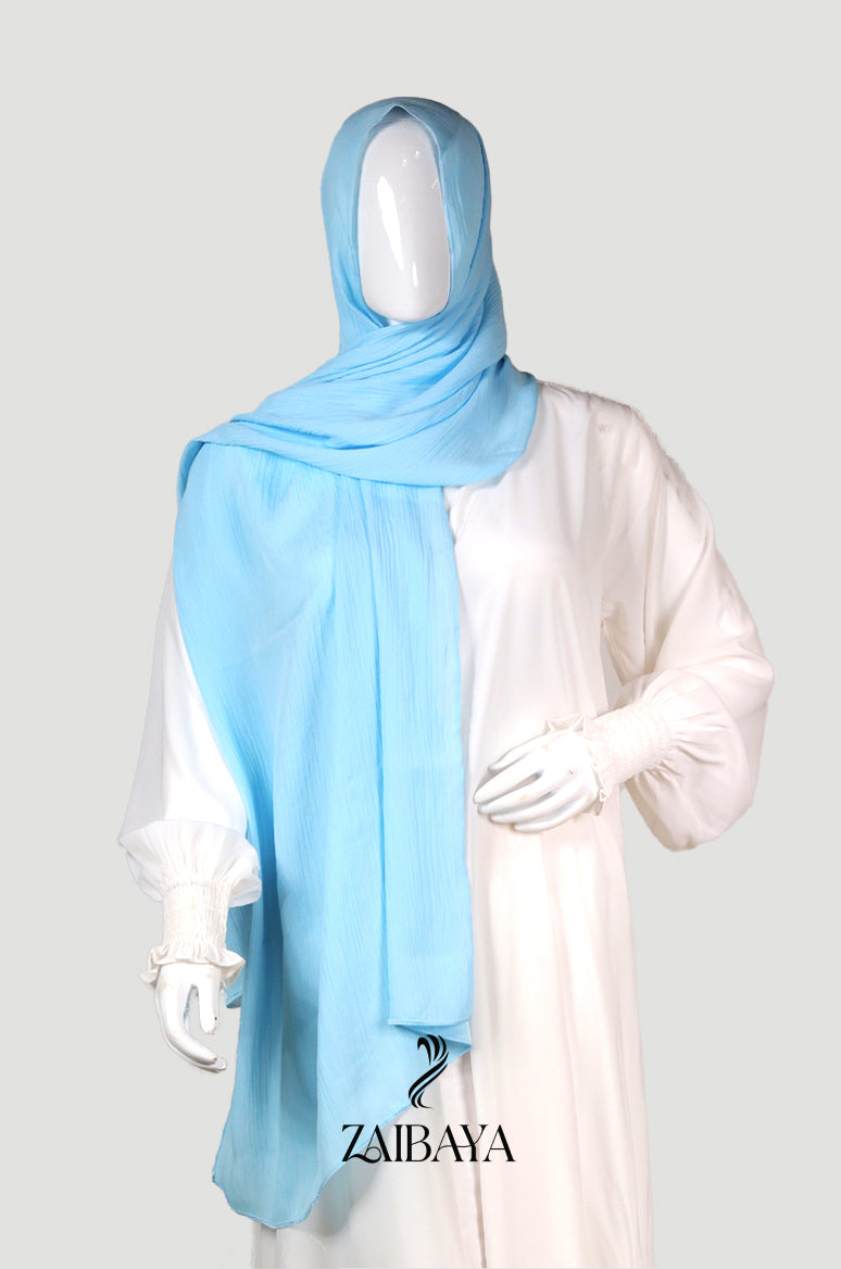 Wrinkle Satin Hijabs Sky Blue